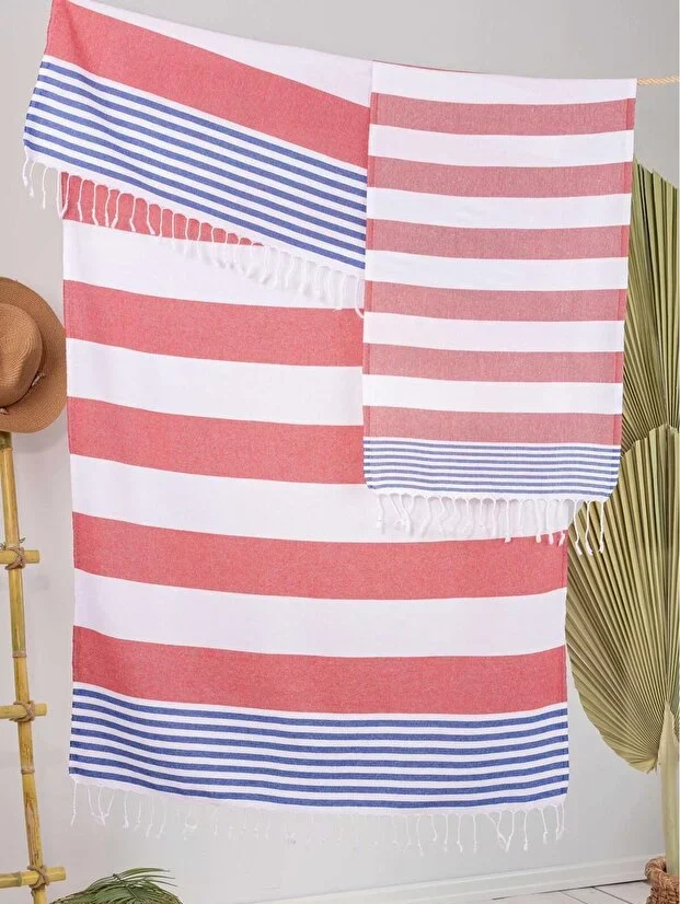 Red Luxurious Turkish Peshtemal Beach Towels